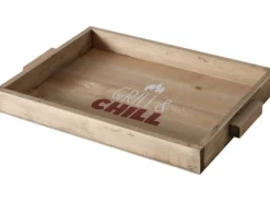 Boltze Deko-Tablett Grillzeit 38 cm x 26 cm x 4 cm Natur
