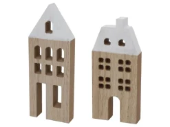 Boltze Home Dekoaufsteller Towny Klein 2-fach Sortiert Weiß-Natur