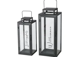 Best Boltze Laternen-Set Berlin 2 -teilig 50 cm x 20 cm x 20 cm Schwarz
