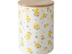 Boltze Vorratsdose Mayla 16 cm x Ø 12 cm Weiß-Gelb