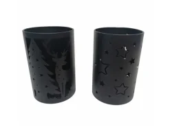 Boltze Windlicht Gail Klein 12 cm x 12 cm x 18 cm Schwarz