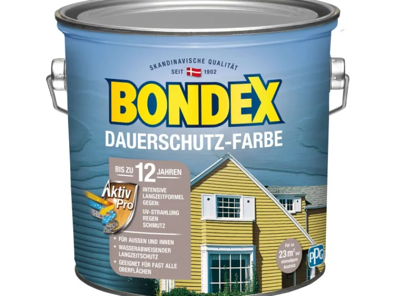 Sale BONDEX Dauerschutz-Farbe -Platinium seidenglänzend 2,5 l Granitgrau