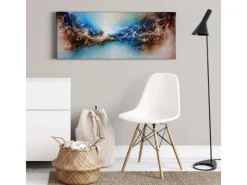 New Bricoflor Abstraktes Leinwandbild In Blau Und Braun Moderne Kunst Leinwand Bild In Space Optik Ausgefallenes Wandbild Mit Weltraum Motiv