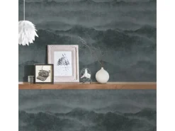 New Bricoflor anthrazit Tapete in Wasserfarben Optik Wolken Tapete Im Wasserfarben Stil auf Leinen für Schlafzimmer Schwarze Vliestapete mit Vinyl