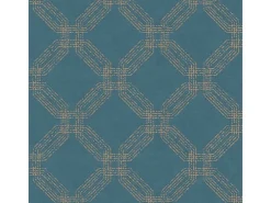 Bricoflor Art Deco Tapete in Blau Gold Retro Vliestapete Geometrisch für Wohnzimmer und Esszimmer Vlies Mustertapete mit Geometrie Design