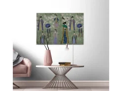 Best Bricoflor Asien Bild Auf Leinwand Grünes Wandbild Im Japan Stil Mit Kirschblüten Und Kimono Japanisches Leinwandbild Auf Keilrahmen Für Schlafzimmer