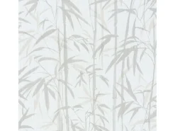 Bricoflor Bambusblätter Tapete Asiatisch Bambus Vliestapete Weiß Grau für Bad und Schlafzimmer Wellness Bambustapete aus Vlies und Vinyl Abwaschbar
