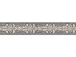 Bricoflor Barock Bordüre 10 Cm Breit Ornament Tapetenbordüre aus Papier und Vinyl Vintage Tapetenborte in Grau und Beige für Wohnzimmer