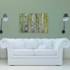 Best Bricoflor Bild Auf Leinwand Birkenwald Grün Weiß In 120 X 80 Cm Wald Wandbild Für Schlafzimmer Und Wohnzimmer Birken Leinwandbild