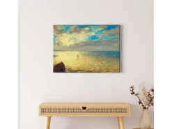 Online Bricoflor Bild Im Impressionismus Gemälde Stil Maritimes Wandbild Mit Meer Motiv In Hellblau Und Gelb Leinwand Bild Mit Segelschiffen Für Schlafzimmer