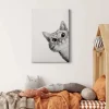 Outlet Bricoflor Bild Mit Katze Gezeichnet Modernes Leinwand Bild Mit Zeichnung Von Tier Grafik Wandbild In Schwarz Weiß Für Kinderzimmer Und Schlafzimmer