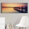 Bricoflor Bild Mit Steg Ins Wasser Schlafzimmer Wandbild Mit Romantischem Sonnenuntergang Landschaft Auf Leinwand In Orange Und Lila
