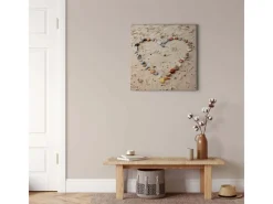 Bricoflor Bild Mit Steinen Als Herz Leinwand Bild Mit Strand Motiv Ideal Für Schlafzimmer Und Badezimmer Wandbild Im Maritimen Stil In Beige Und Grau