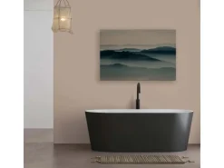 Sale Bricoflor Bilder Landschaft In Nebel Deko Wandbild In Petrol Für Badezimmer Und Schlafzimmer Leinwandbild In 120 X 80 Cm