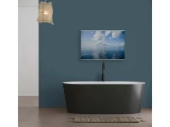 Clearance Bricoflor Blaues Wandbild Mit Meer Leinwandbild Maritim Für Schlafzimmer Und Badezimmer Leinwand In 90 X 60 Cm Mit Sonne Wasser