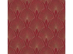 Bricoflor 20er Jahre Tapete Rot Gold Edle Vliestapete mit Art Deco Ornament für Schlafzimmer und Esszimmer Rote Vlies Mustertapete Gründerzeit Optik