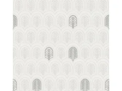 Bricoflor Feder Tapete Elegant 20er Jahre Vliestapete mit Muster in Weiß Silber Vlies Mustertapete im Art Deco Stil für Schlafzimmer und Badezimmer