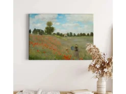 New Bricoflor Gemälde Mit Blumenwiese Auf Leinwand Als Kunstdruck Kunst Bild In Ölgemälde Optik Für Wohnzimmer Und Flur Sommer Wandbild In Grün Und Rot