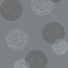 Bricoflor Graue Tapete mit Kreis Muster Abstrakte Vliestapete mit Blüten Rund Ideal für Esszimmer Vlies Mustertapete mit Vinyl in anthrazit