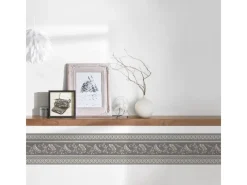 Discount Bricoflor Graue Tapeten Bordüre 17 Cm Breit Ornament Tapetenborte Ideal für Wohnzimmer und Schlafzimmer Barock Tapetenborte in Grau und Beige