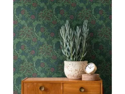 Sale Bricoflor Gründerzeit Tapete Mit Blumen Grün Rot Retro Blumentapete Dunkelgrün Für Schlafzimmer Und Küche Jugendstil Vliestapete