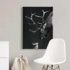 Bricoflor Hirsch Bild Mit Hase Schwarz Weiß Bild Auf Leinwand Mit Tier Motiv Im Winter Look Besonderes Wandbild Ideal Für Wohnzimmer Und Schlafzimmer