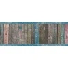 Best Bricoflor Holz Bordüre im Vintage Stil Tapeten Bordüre in Holzoptik für Küche und Wohnzimmer Shabby Chic Papierbordüre in Braun und Blau