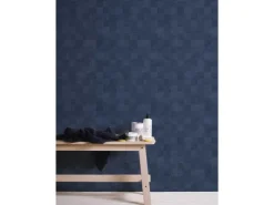 Bricoflor Karierte Tapete Dunkelblau Vliestapete Mit Karomuster Für Schlafzimmer Und Küche Vlies Mustertapete Geometrisch