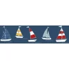 New Bricoflor Kinder Tapete mit Segelboot als Bordüre Selbstklebend Tapetenbordüre für Kinderzimmer in Blau Vlies Kindertapete Maritim für Jungen