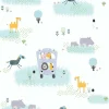 Bricoflor Kindertapete mit Tieren Bunte Tapete mit Giraffe und Nilpferd in Bus ausgefallene Vliestapete Ideal für Kinderzimmer Von Jungen und Mädchen