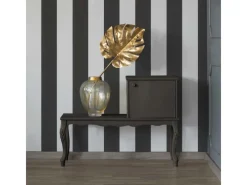 Bricoflor Klassische Tapete Schwarz Weiß Gestreift Vlies Wandtapete mit Blockstreifen für Wohnzimmer Streifentapete in Textiloptik mit Vinyl