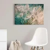 Discount Bricoflor Leinwand Bild Mit Pusteblume Wandbild Mit Pflanze Und Morgentau Schlafzimmer Und Badezimmer Bild Im Wellness Stil In Türkis Und Weiß
