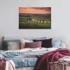 Bricoflor Leinwand Mit Toskana Im Sonnenuntergang Landschaft Wandbild In Grün Und Orange Für Wohnzimmer Mediterranes Leinwandbild Auf Keilrahmen