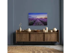 Bricoflor Leinwandbild Mit Lavendel Blau Lila Für Schlafzimmer Und Badezimmer Wandbild Lavendelfeld In Sonnenuntergang Romantisch