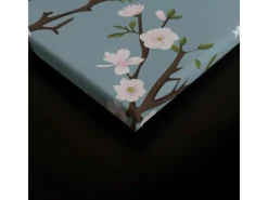 Bricoflor Leinwandbild Mit Kranich Wandbild Mit Vogel Und Kirschblüten In Blau Und Weiß Schlafzimmer Canvas Keilrahmen Bild Im Asiatischen Stil