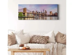 Bricoflor Manhattan Bild Mit Brücke Brooklyn Bridge Leinwand Bild Ideal Für Wohnzimmer Und Schlafzimmer Modernes Wandbild Mit Stadt Motiv