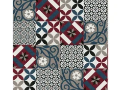 Bricoflor Marokkanische Tapete in Fliesenoptik Mosaik Vliestapete Rot Türkis Grau Vlies Fliesentapete mit Vinyl für Küche und Esszimmer Abwaschbar