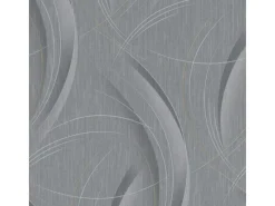 Online Bricoflor Metallic Tapete mit Goldenen Linien Vlies Mustertapete in Grau Silber für Wohnzimmer und Esszimmer Moderne Vliestapete in Dunkelgrau