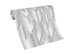 Bricoflor Moderne Tapete für Schlafzimmer in Grau Silber Geometrische Vliestapete mit 3D Metallic Effekt Vlies Mustertapete in Hellgrau