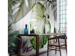 Sale Bricoflor Monstera Tapete Transparent Tropische Blätter Vliestapete in Grün Weiß Grau Vlies Fototapete mit Palmenblättern für Wohn und Schlafzimmer