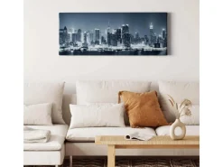 Discount Bricoflor New York Bild Mit Skyline Modernes Wandbild Mit Stadt Motiv In Blau Silber Ausgefallenes City Leinwandbild Ideal Für Schlafzimmer Und Bar