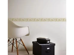 Best Bricoflor Ornament Bordüre Selbstklebend Tapetenbordüre in Weiß und Gold für Schlafzimmer und Badezimmer Vlies Tapetenborte im Barock Stil