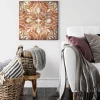 Bricoflor Ornament Leinwand Bild Vintage Wandbild Im Orientalischen Stil Für Wohnzimmer Terracotta Leinwandbild In Marokkanischer Mosaik Optik