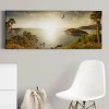 Bricoflor Panorama Bild Mit Insel Motiv Dschungel Leinwand Bild Mit Meer Motiv Ideal Für Wohnzimmer Grünes Wandbild Mit Palmen Und Adler
