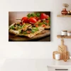 Hot Bricoflor Pizza Bild Auf Leinwand Mediterranes Leinwand Bild Für Küche Deko Wandbild Mit Pizza Motiv In Rot Und Grün Für Küchen Und Restaurants