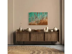 Outlet Bricoflor Rost Deko Bild Türkis Leinwandbild In 90 X 60 Cm Industrial Style Wandbild In Patina Optik Ideal Für Küche Und Büro