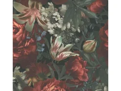 Bricoflor Schwarze Tapete mit Blumen in Rot Grün Vintage Blumentapete Dunkel Ideal für Wohnzimmer und Schlafzimmer