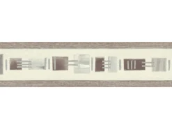 Bricoflor Selbstklebende Tapetenbordüre in Grau und Braun Moderne Bordüre in Taupe für Küche und Wohnzimmer Vlies Tapetenborte mit Vinyl