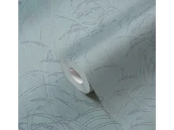 Best Bricoflor Skandinavische Tapete Mit Binsengras Design Vlies Mustertapete In Grau Blau Moderne Vliestapete Mit Blätter Muster