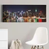 Bricoflor Skyline Von New York Auf Leinwand Modernes Stadt Bild Mit Nacht Motiv Ideal Für Jugend Und Schlafzimmer Urbanes Wandbild In Schwarz Blau